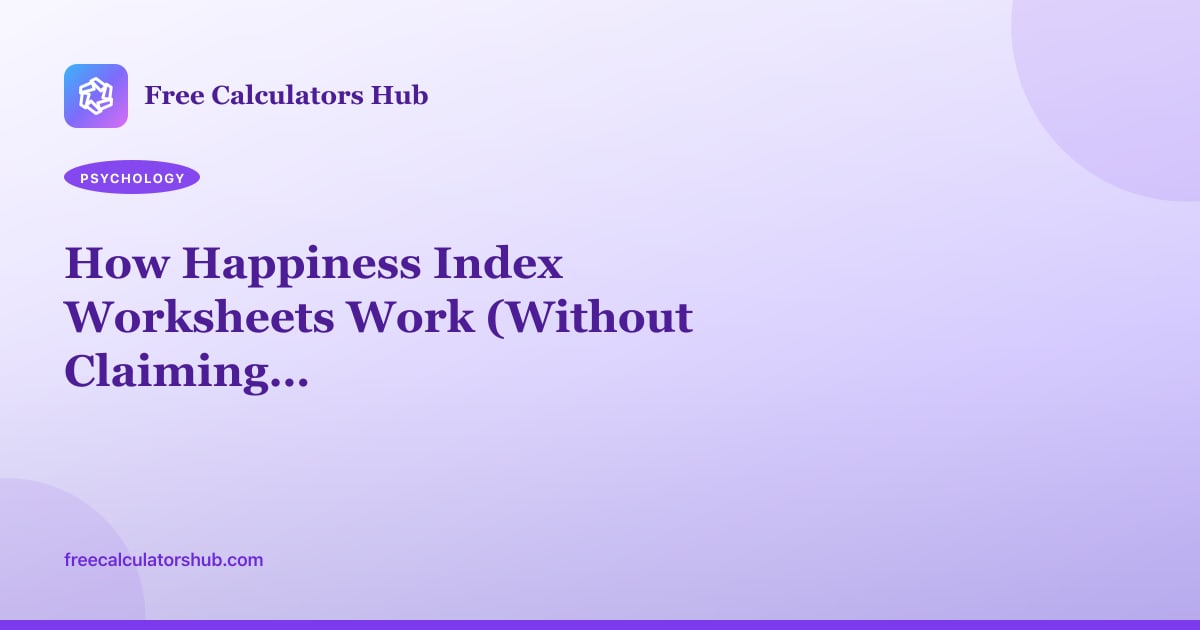 How Happiness Index Worksheets Work (Without Claiming Clinical Meaning)